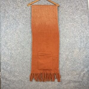 Sprigs Oversized Scarf Womens Orange Fuzzy Soft Drop In Pockets Fringe